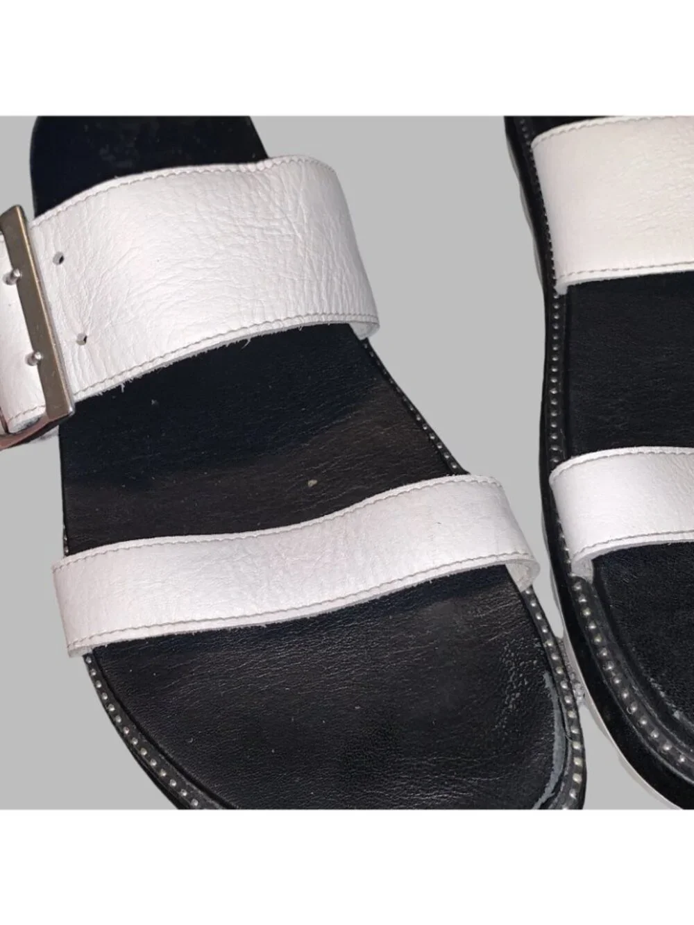 Sorel Roaming Buckle Slide Sandals Women's 10 Black And White Comfort Summer - Picture 2 of 7